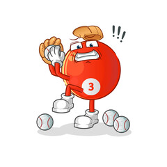 red billiard ball baseball pitcher cartoon. cartoon mascot vector