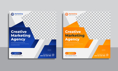 Creative marketing and corporate social media post and web banner design template vector Premium