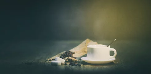 Wandaufkleber Tasse Kaffee und Bohnen © guy