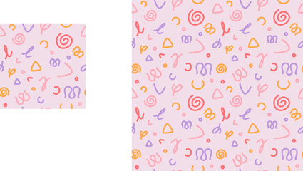 Seamless pattern in pastel colors using simple shapes and lines. Wallpapers, textiles, background for the site