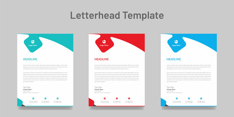 Professional letterhead template with three colors for your project vector illustrator