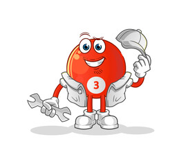 red billiard ball mechanic cartoon. cartoon mascot vector