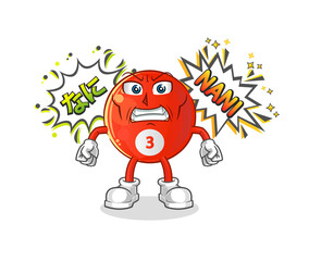 red billiard ball anime angry vector. cartoon character