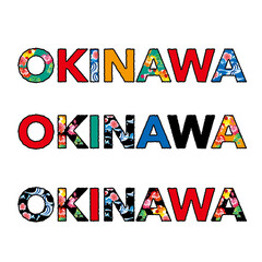 OKINAWAロゴマーク　ゴシック体　縁ありビビッドカラー　イラスト素材