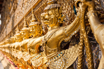 Giant demon guardian statues on pagoda at Wat Phra Kaew, Temple of the emerald buddha or Wat Phra Si Rattana Satsadaram, Bangkok,Thailand