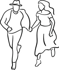 design vector one line art illustration of women and men in romantic day and celebration of love