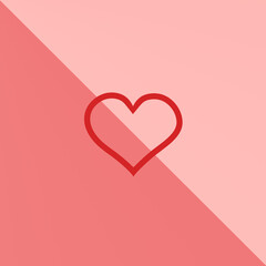 Red heart illustration on a light pink and dark pink background. Valentine's day pattern.  Valentine's day wallpaper. 14th February.