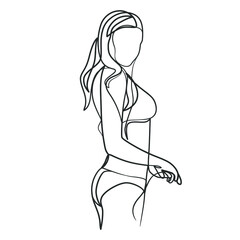 Continuous one line art drawing of woman body in bikini
