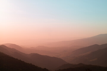 Pico do Gavião, Andradas, Minas Gerais, Brazil: sunset at the top of mantiqueira mountain with paraglaider flight