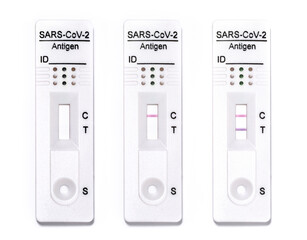 COVID-19 rapid test antigens null, negative and positive results reagent based on...