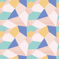 Patch seamless pattern, vector background with abstract shapes. Can be used for wallpapers, surface textures, pattern fills