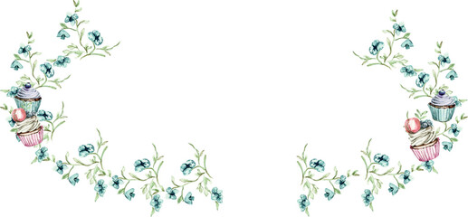 watercolor frames vintage romantic frames composition Watercolor Greenery Frames Compositions Green Leaves Branches  Aquarelle Arrangements Bright Foliage