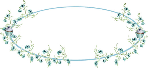 watercolor frames vintage romantic frames composition Watercolor Greenery Frames Compositions Green Leaves Branches  Aquarelle Arrangements Bright Foliage