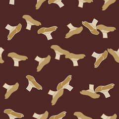 Mushrooms seamless pattern. Plant background.