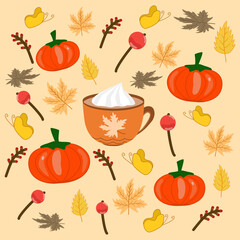 coffee cream and pumpkin vector