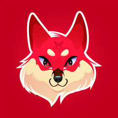 cute red dog head vector