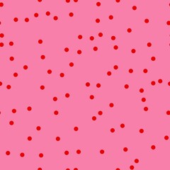 Seamless abstract pattern. Red dots . Pink background. vector texture. fashionable print for textiles, wallpaper and packaging.