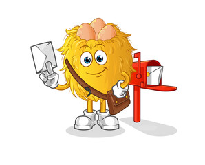 bird nest postman vector. cartoon character
