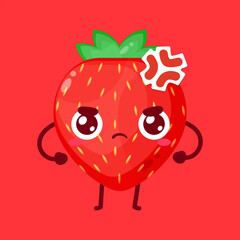 angry strawberry cartoon character vector