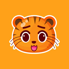 cute tiger head character vector
