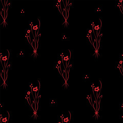 Vector illustration. Floral seamless pattern. Bouquet of wild flowers. Hand drawn flower field. simple flowers.