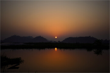 Sunset on Loktak Lake, India