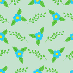Seamless pattern with flowers and leaves