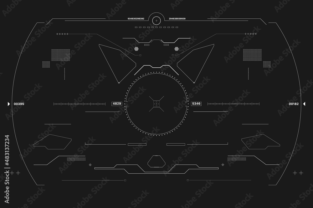 Poster HUD Modern Scifi Design Interface Monitoring Screen System Element .Crosshair Security Check Technology Template For Game, UI, UX, Infographic
