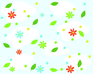 Baby leaves,flower,cloud seamless pattern.For textile, holiday decoration,fabric,cloth,gift paper,prints,decor. 