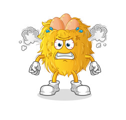 bird nest very angry mascot. cartoon vector