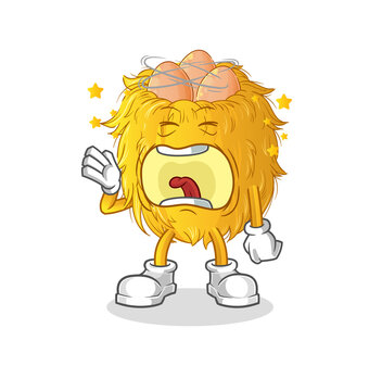 Bird Nest Yawn Character. Cartoon Mascot Vector