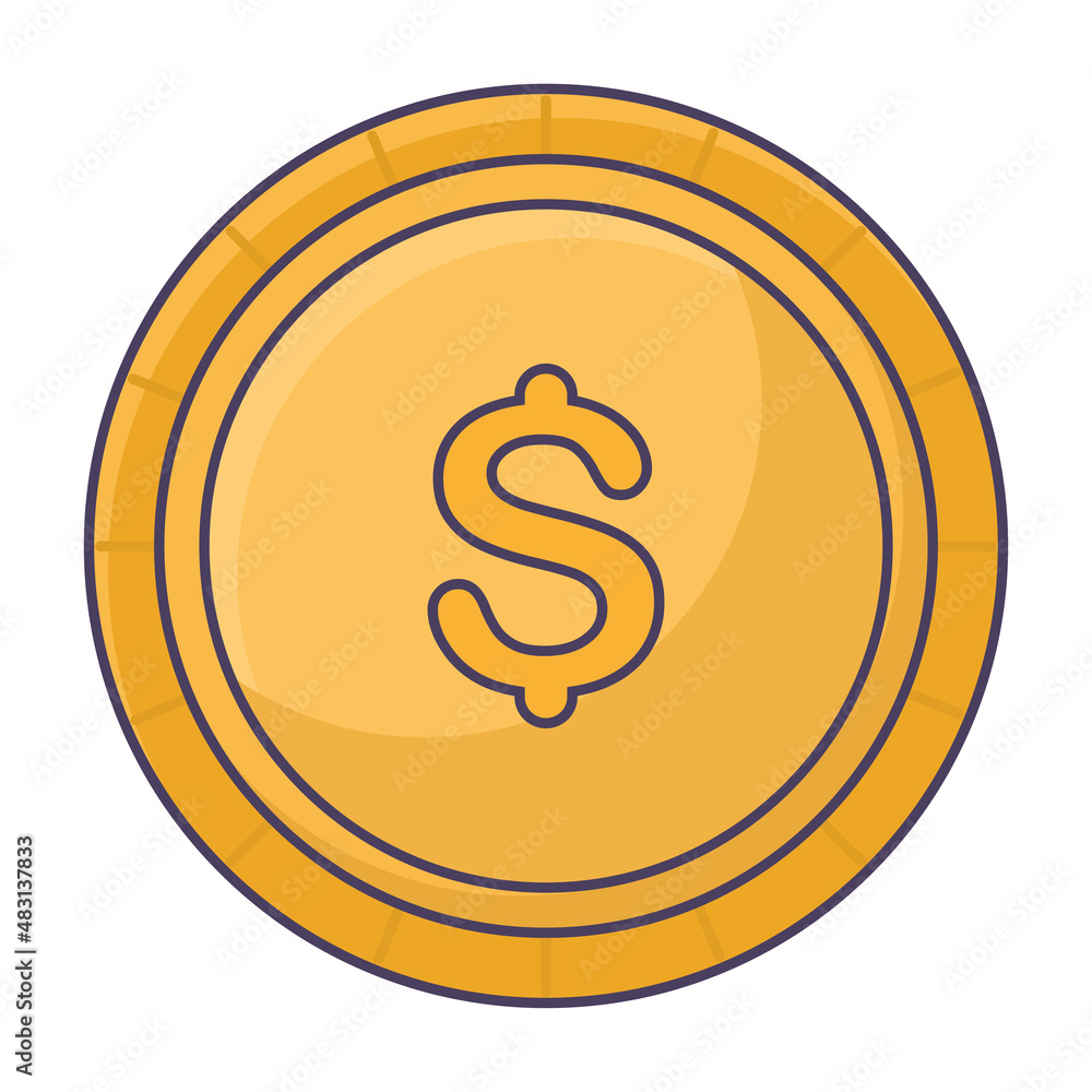 Sticker golden coin icon