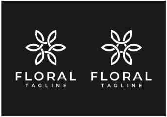 floral, flower monogram logo design