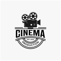 cinema camera roll film logo design template