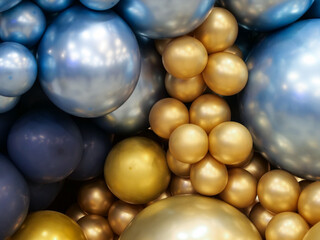 Balloons of gold and blue colors