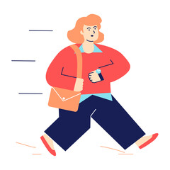 woman in a hurry to work