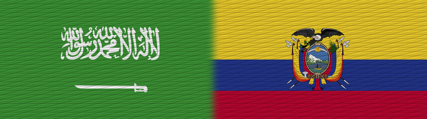 Ecuador and Saudi Arabia Fabric Texture Flag – 3D Illustration