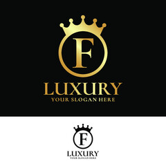 Letter F Crown Logo Design Template Inspiration, Vector Illustration.