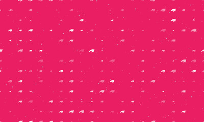 Seamless background pattern of evenly spaced white sea turtle symbols of different sizes and opacity. Vector illustration on pink background with stars