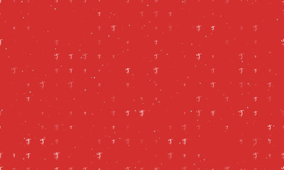 Seamless background pattern of evenly spaced white handball symbols of different sizes and opacity. Vector illustration on red background with stars