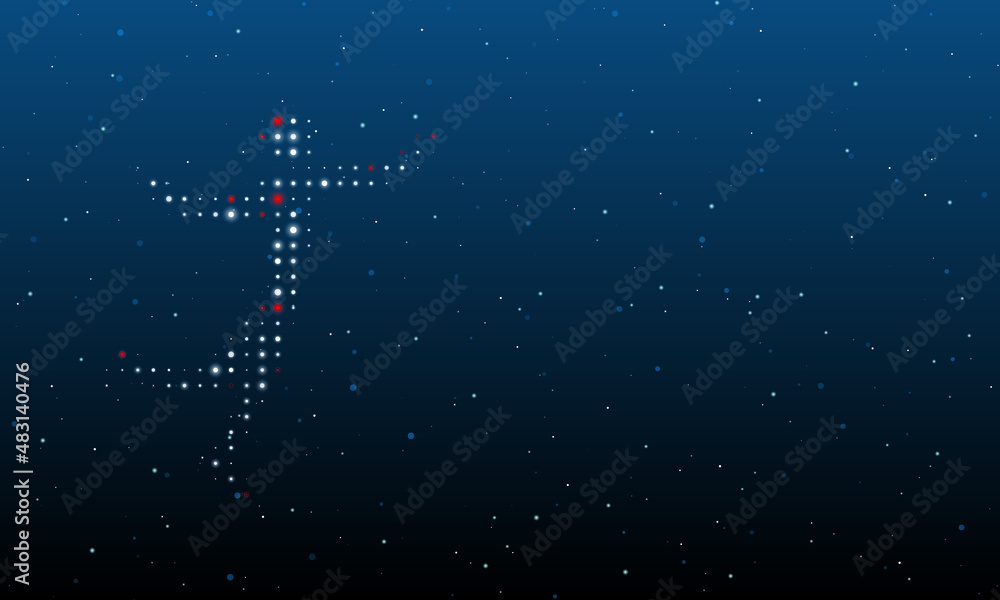Poster on the left is the figure skating symbol filled with white dots. background pattern from dots and ci