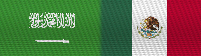 Mexico and Saudi Arabia Fabric Texture Flag &ndash; 3D Illustration