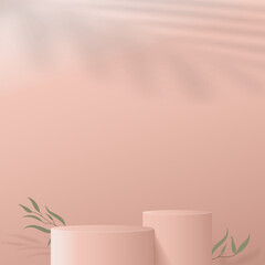 Abstract background with cream color podium for presentation. Vector