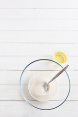 Sugar glass bowl cup vegetable oil