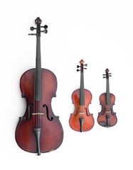 Fototapeta na wymiar cello and violin isolated on white background
