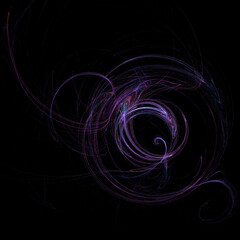 Unusual abstract light effect. Fantastic fractal composition of shining lines on a black background. Footage for creative works, screensaver.