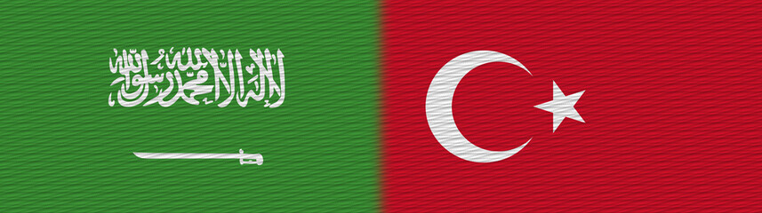 Turkey and Saudi Arabia Fabric Texture Flag – 3D Illustration