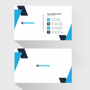 modern blue color business visiting card tempalte vector format