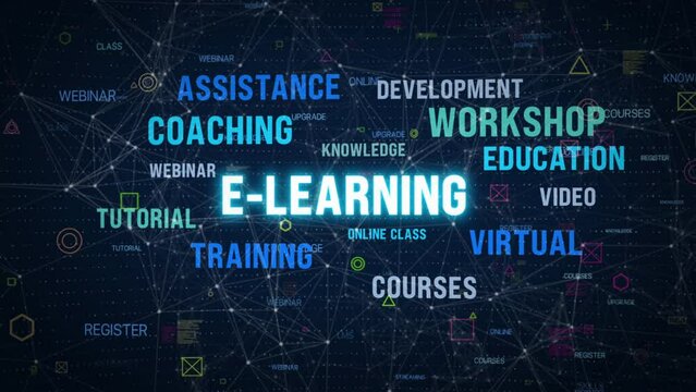 digital e-learning technology online education background