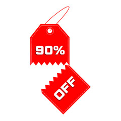 90 Price Percent Off Torn Label Discount Big Sale Red Vector Illustration . Keep an eye out for a good opportunity.